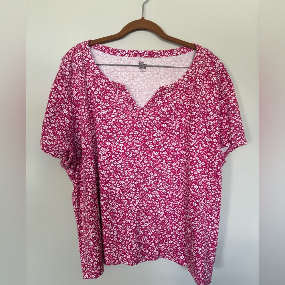 Kim Rogers Fuchsia and White Floral Blouse